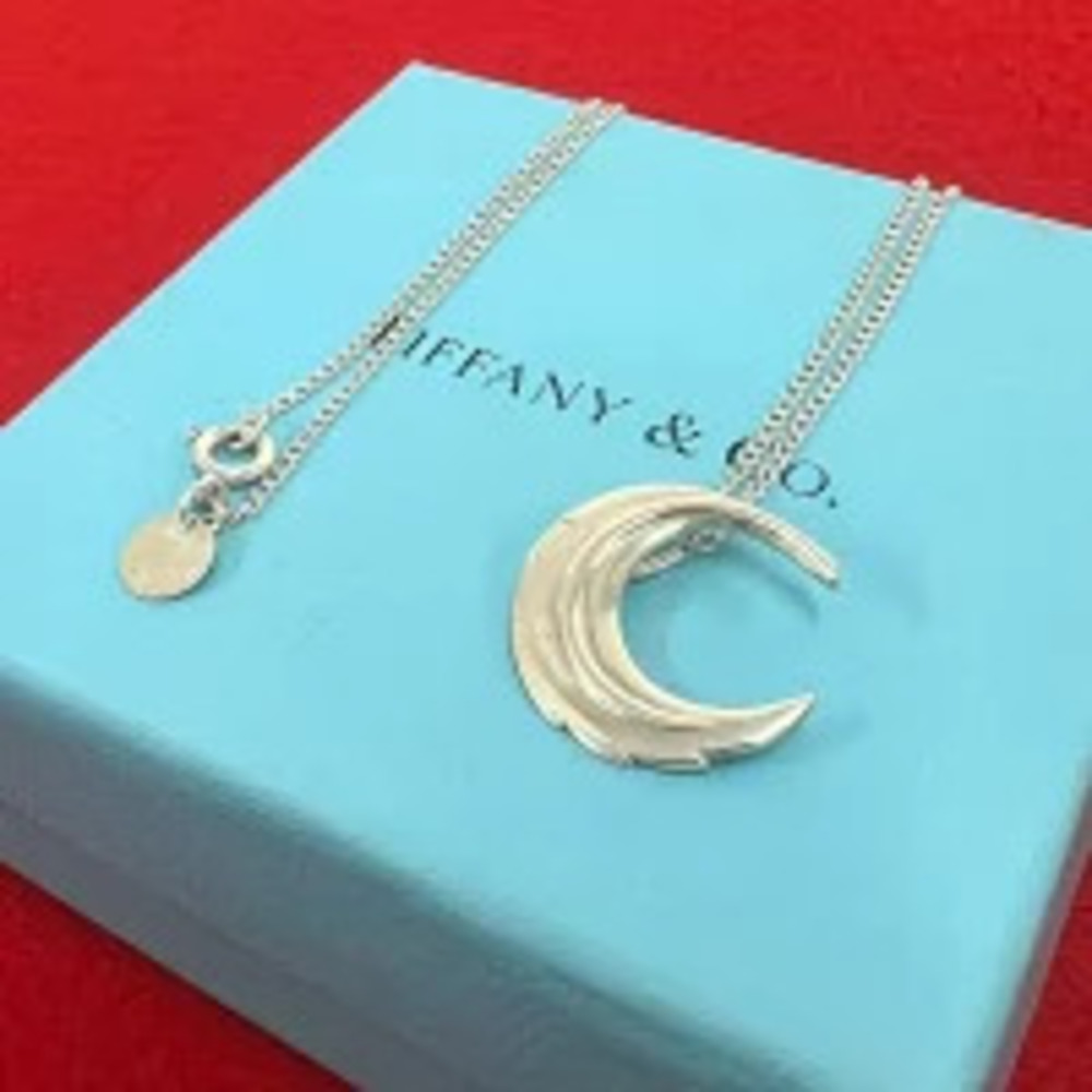 Tiffany Co Paloma Picasso Crescent Moon Necklace Pendant Sterling Silver